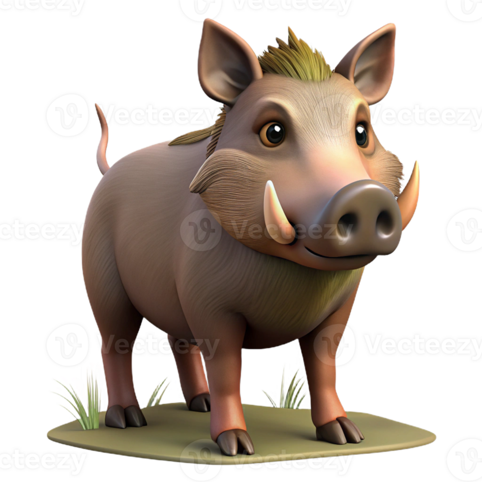 Cartoon Warthog 3D Render png