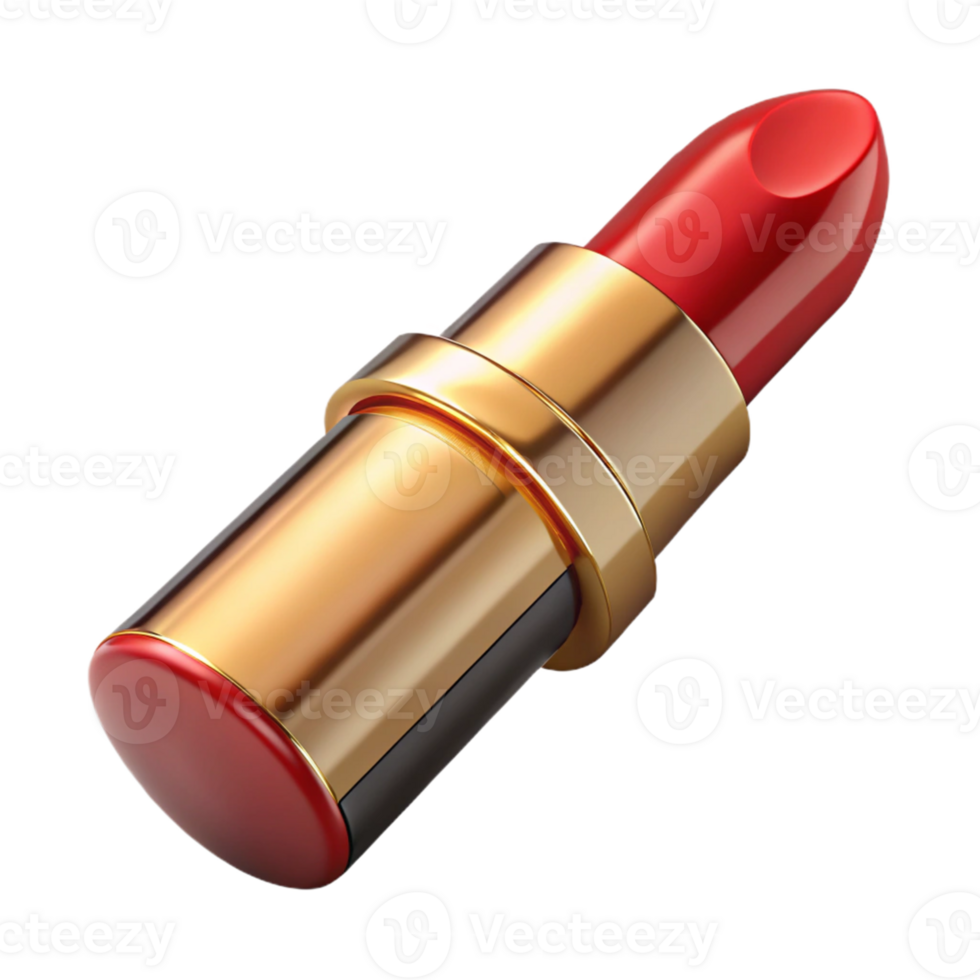 Glossy Red Lipstick with Gold Casing png