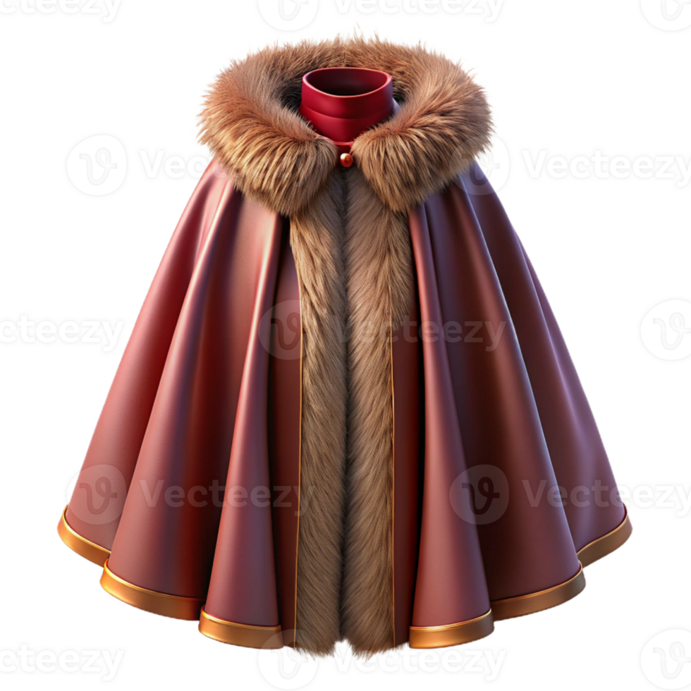 Red Fur-Trimmed Cape 3D Illustration png