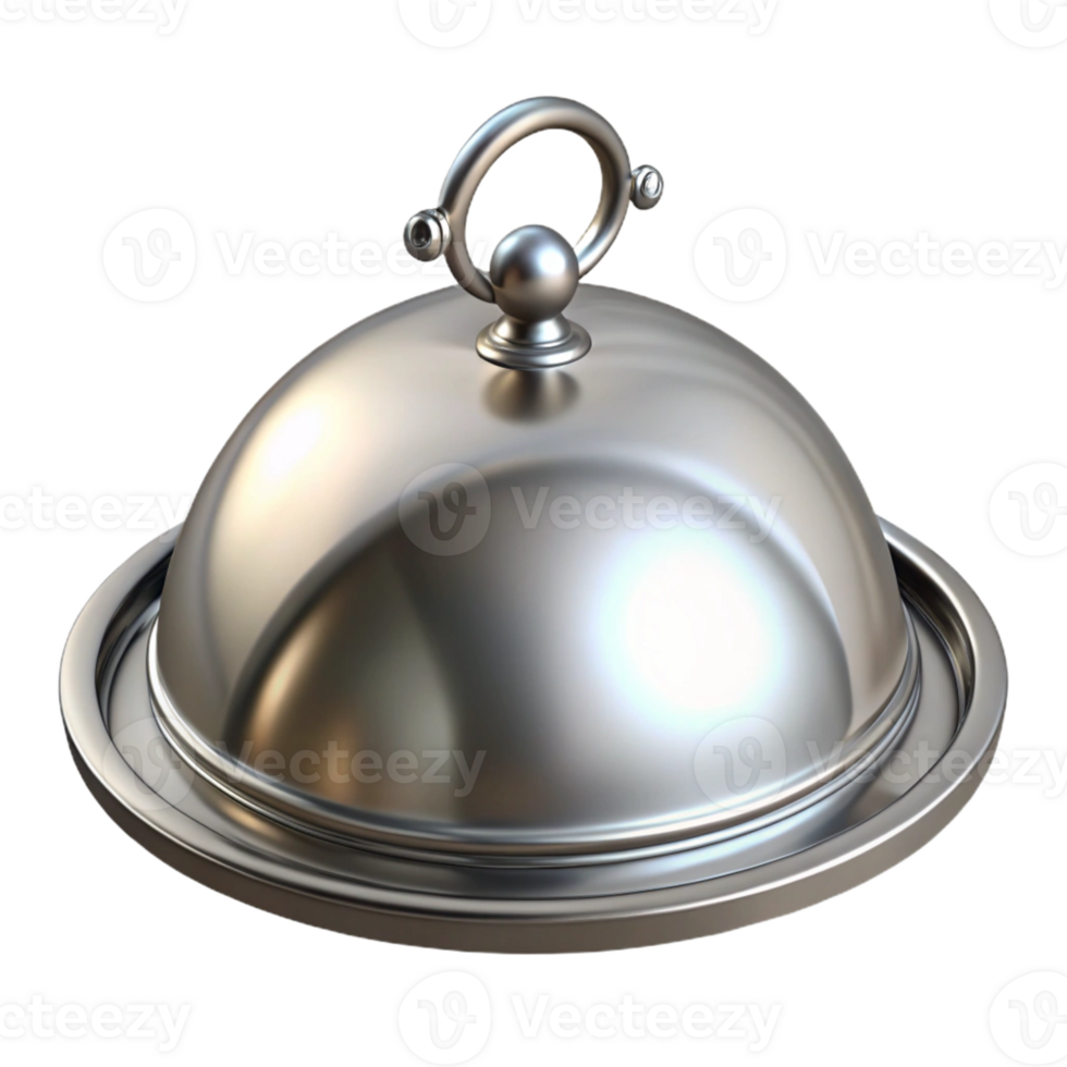 Silver Dome Serving Dish 3D Render png