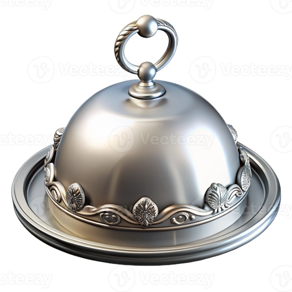 Ornate Silver Serving Dome png