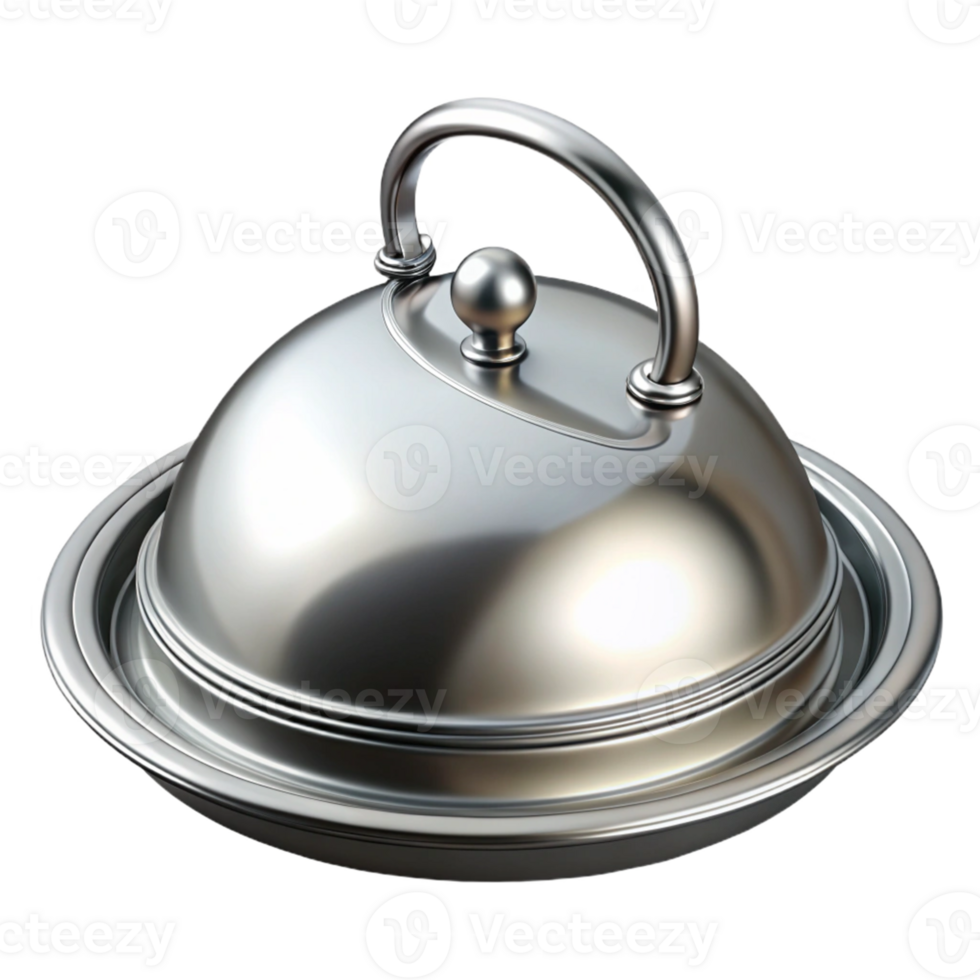 Shiny Silver Serving Dome with Handle png