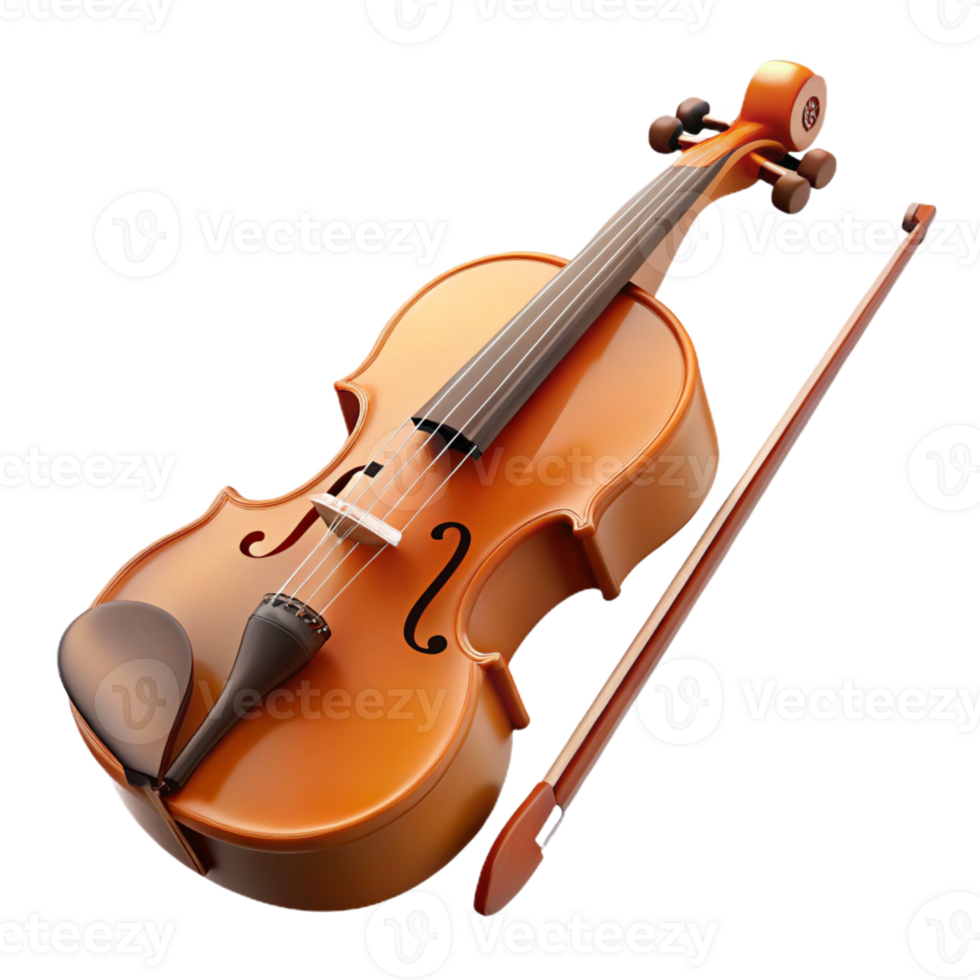 3D Render Violin with Bow png