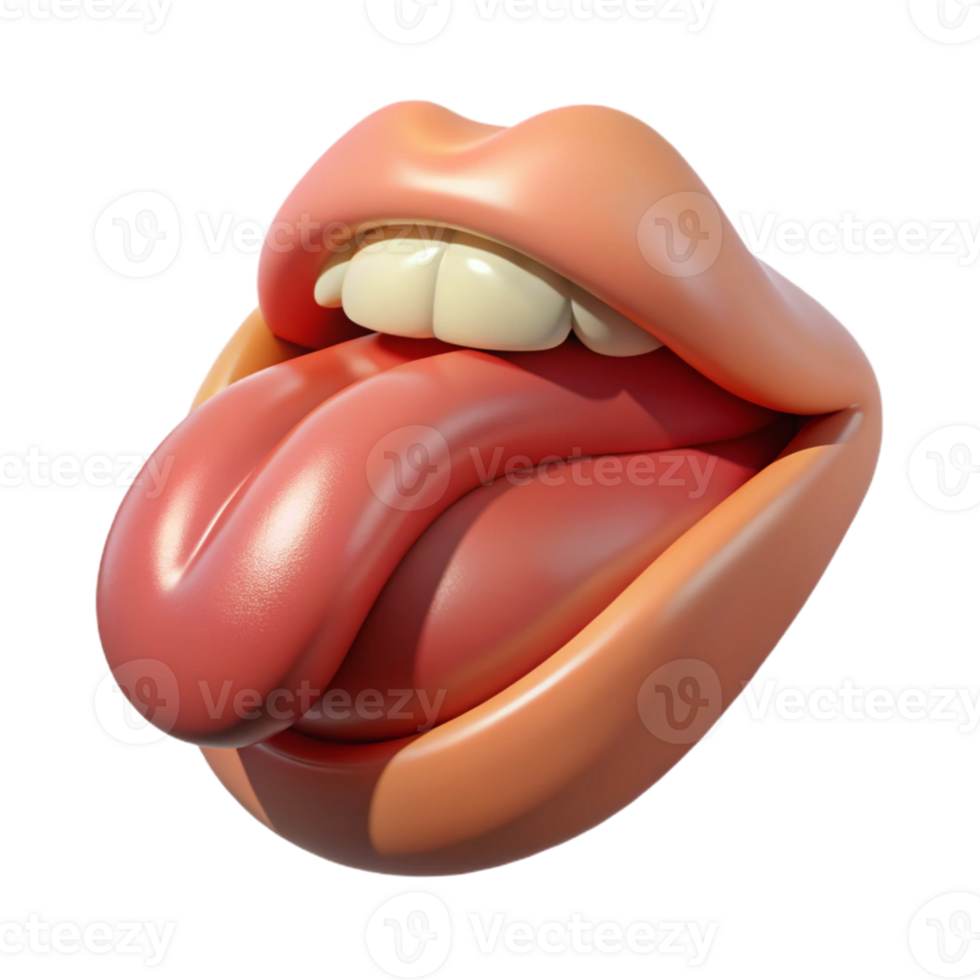3D Render of a Mouth with Tongue Out png
