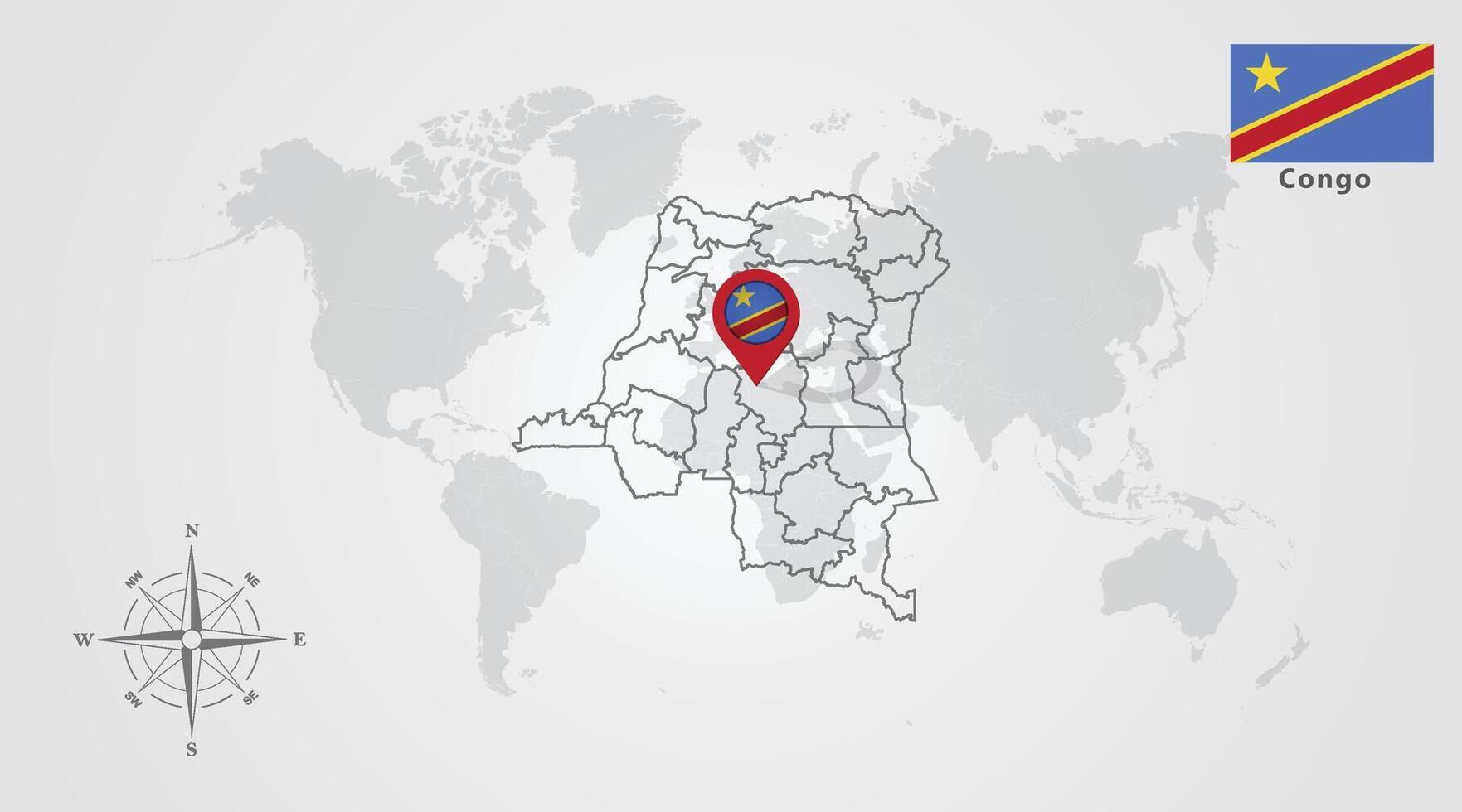 Congo flag icon design with map outline vector