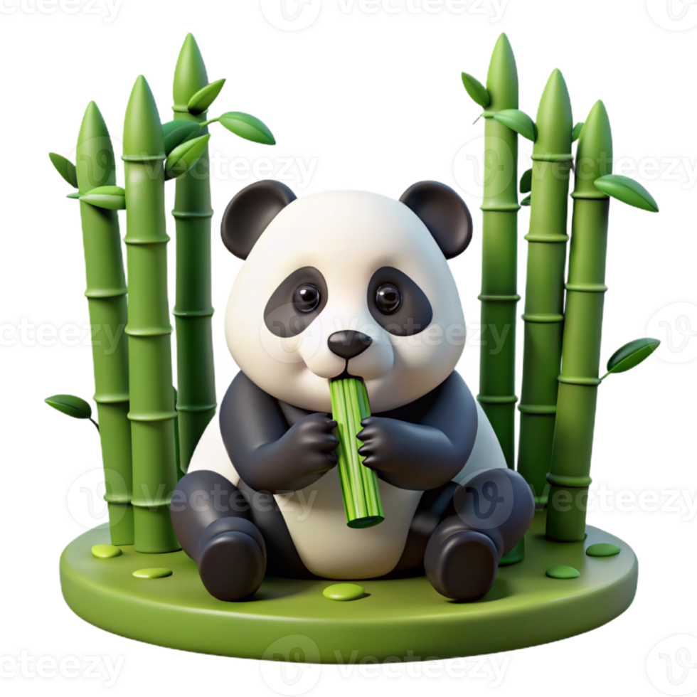 Cute Panda Eating Bamboo png