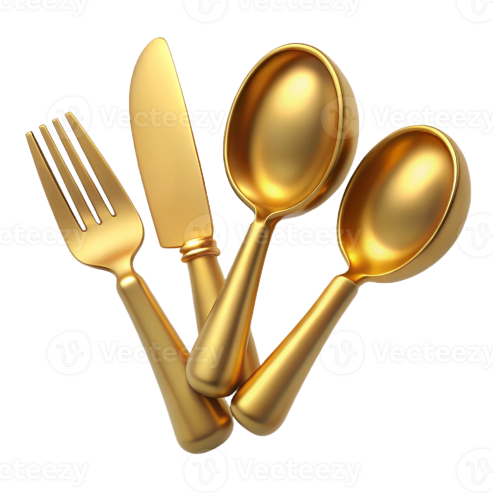 Golden Fork, Knife Spoons png