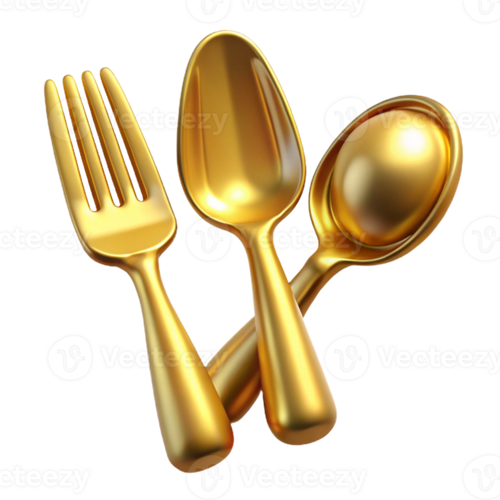 Golden Fork, Spoon, and Ladle png
