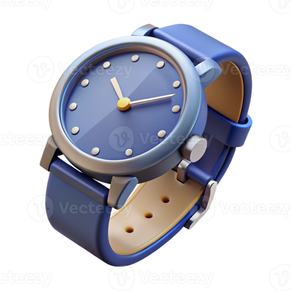 3D Render of Stylish Blue Wristwatch png