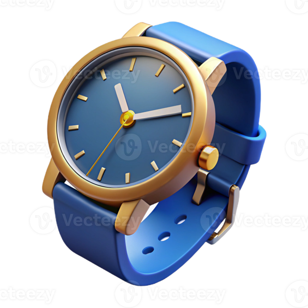 Blue Gold Wristwatch with Analog Display png