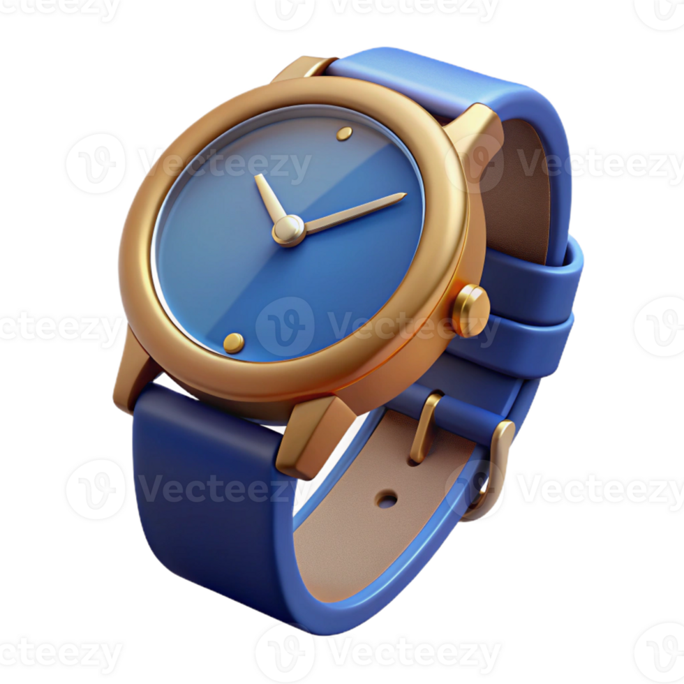 Stylish 3D Render of a Blue Wristwatch png