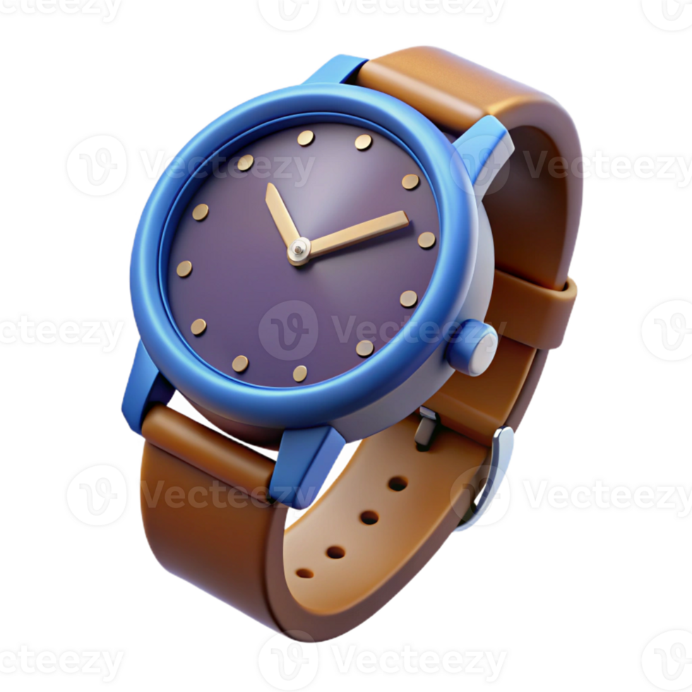 3D Rendered Blue Brown Wristwatch png