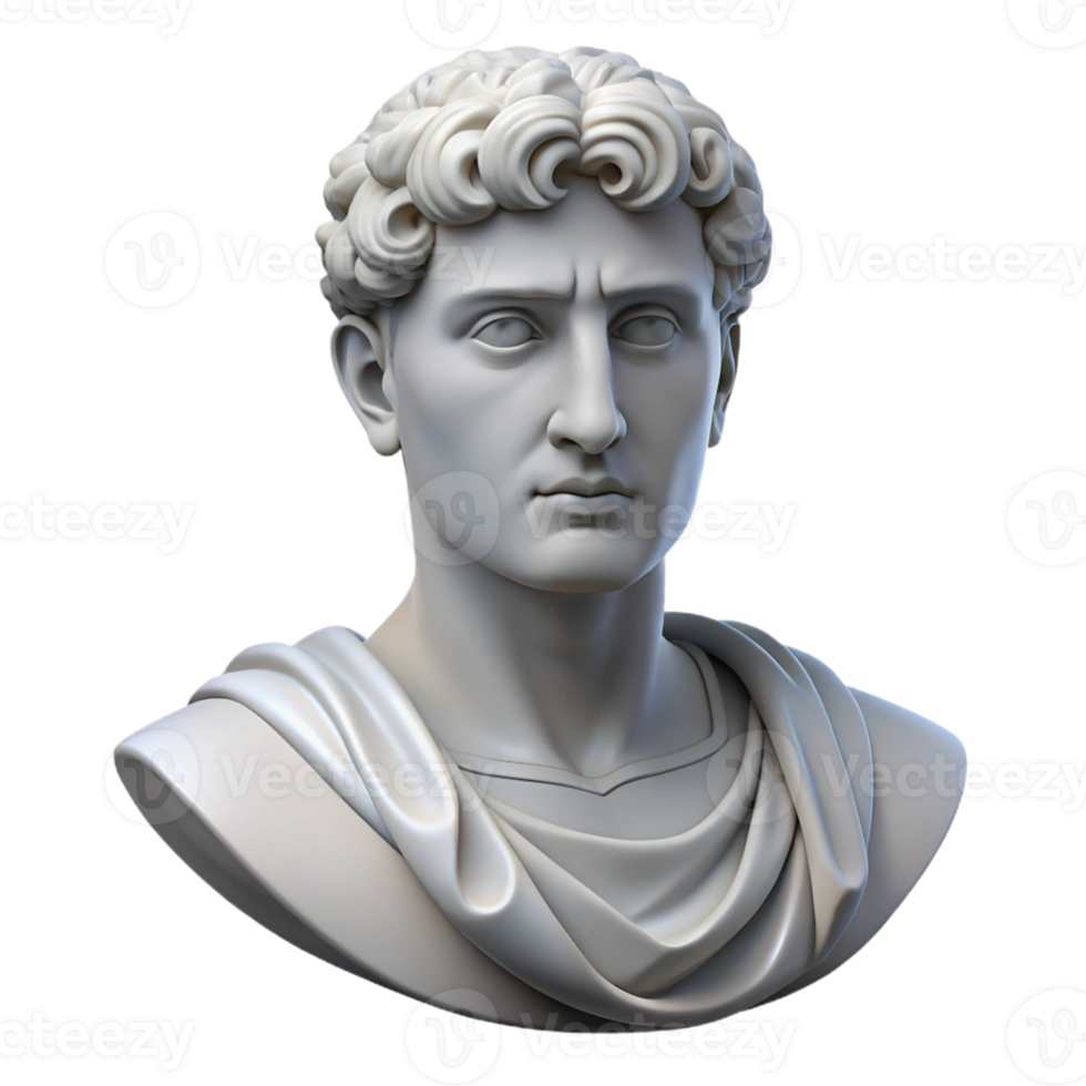 3D Rendered Sculpture of a Man's Bust png