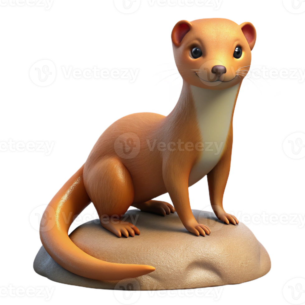 Cute 3D Illustration of a Small Animal Sitting on a Rock png