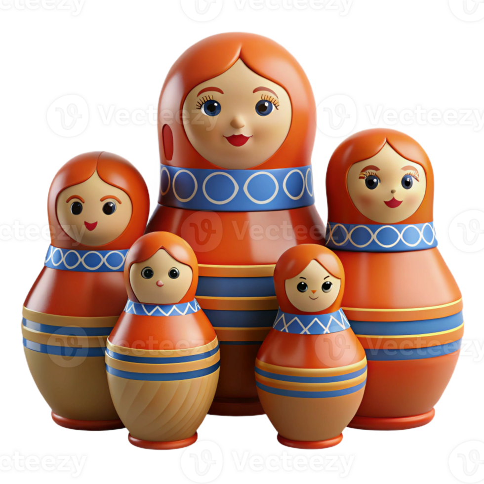 3D Render of Matryoshka Dolls png
