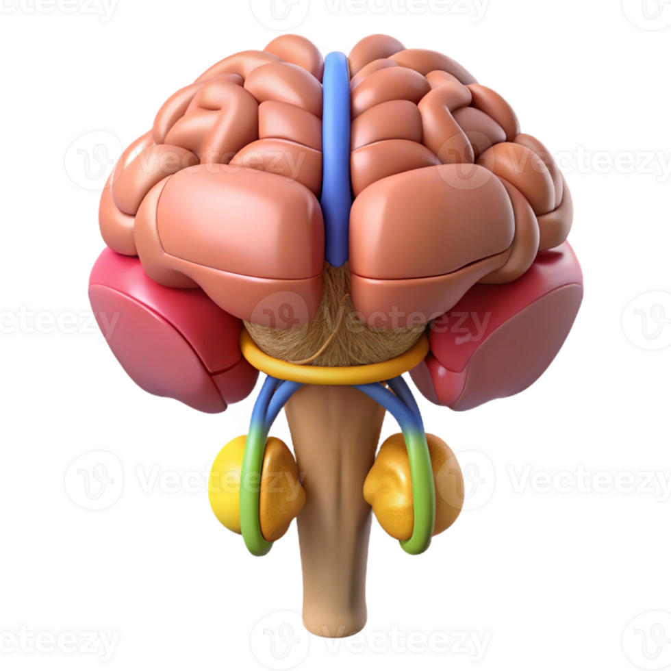 Human Brain Anatomy with Cerebellum Brainstem png