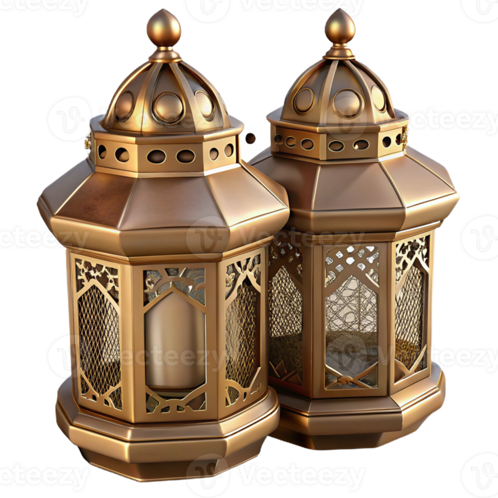 Golden Lanterns 3D Model png