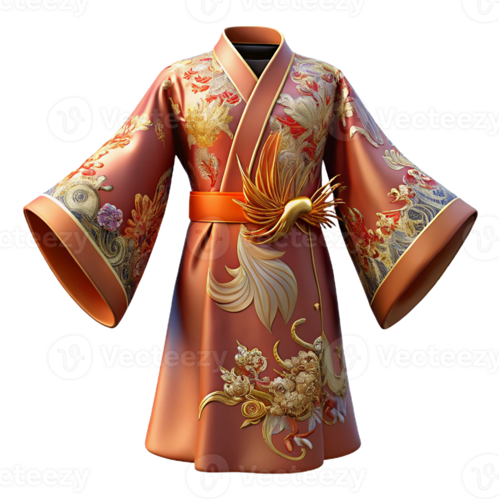 3D Render of an Ornate Red and Gold Robe png