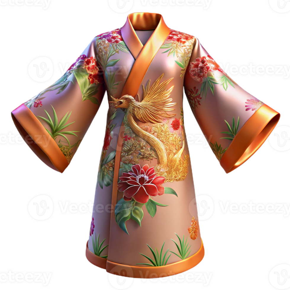 3D Render Floral Kimono Illustration png
