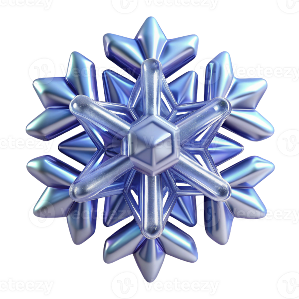 3D Render Iridescent Snowflake Graphic png