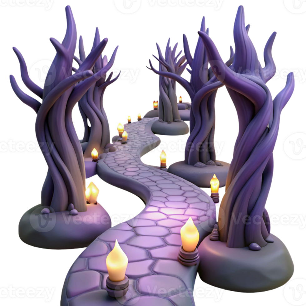 Purple Twisted Trees Stone Path png