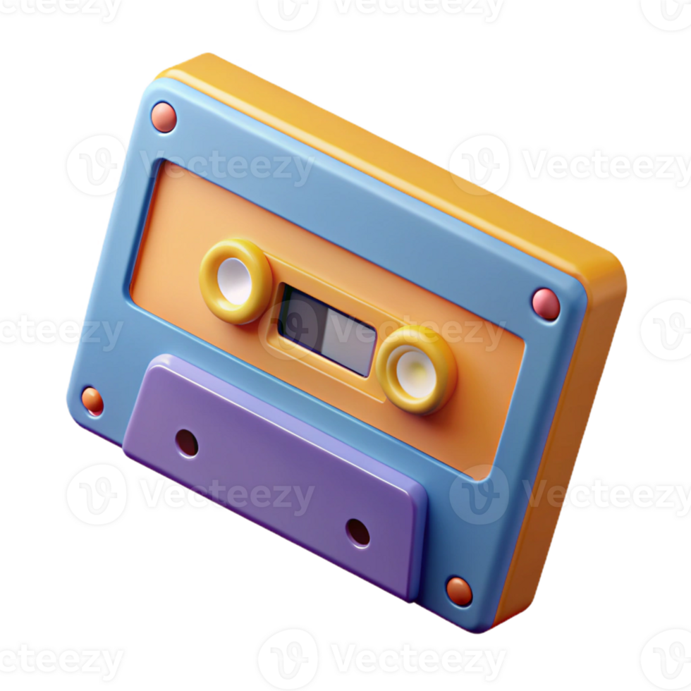 3D Render of Retro Audio Cassette png