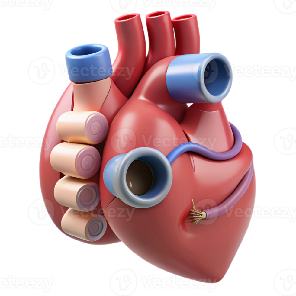 3D Stylized Human Heart Illustration png