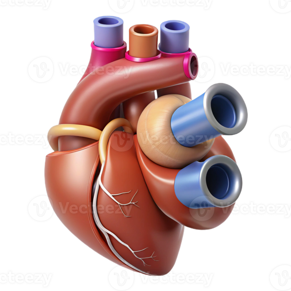 Stylized 3D Human Heart Illustration png