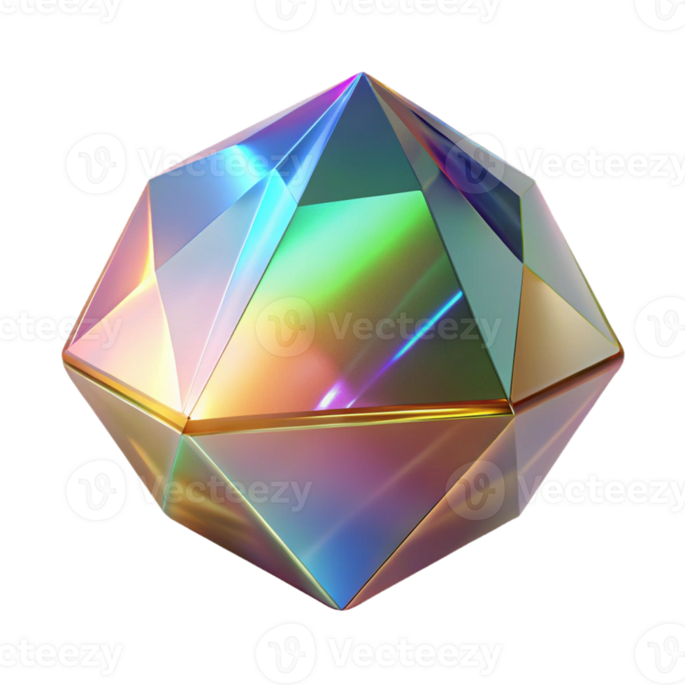 Iridescent Geometric 3D Shape png