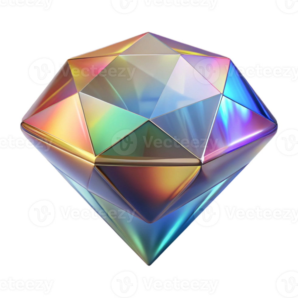 Iridescent Diamond Gemstone 3D Render png