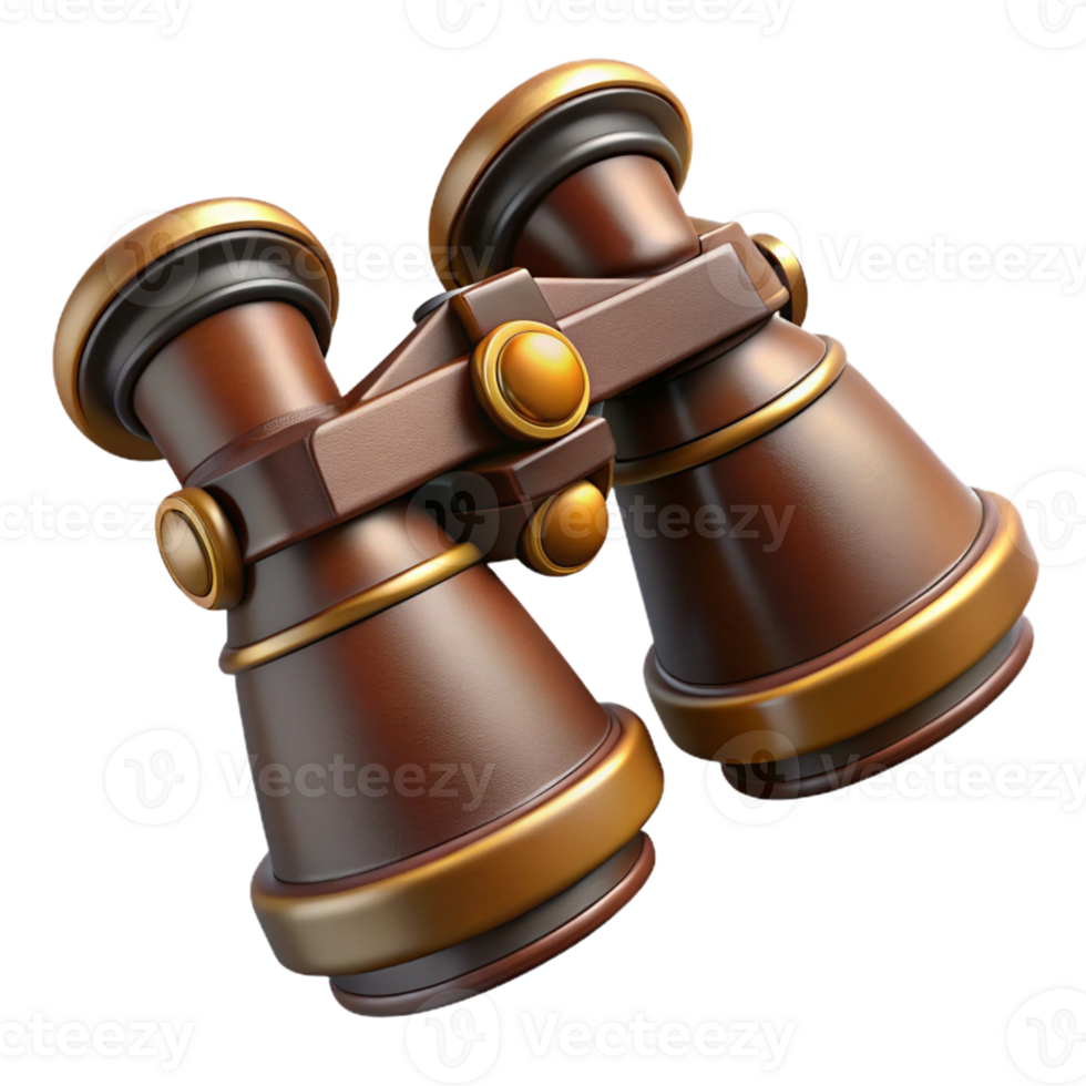 Vintage Binoculars with Gold Accents png
