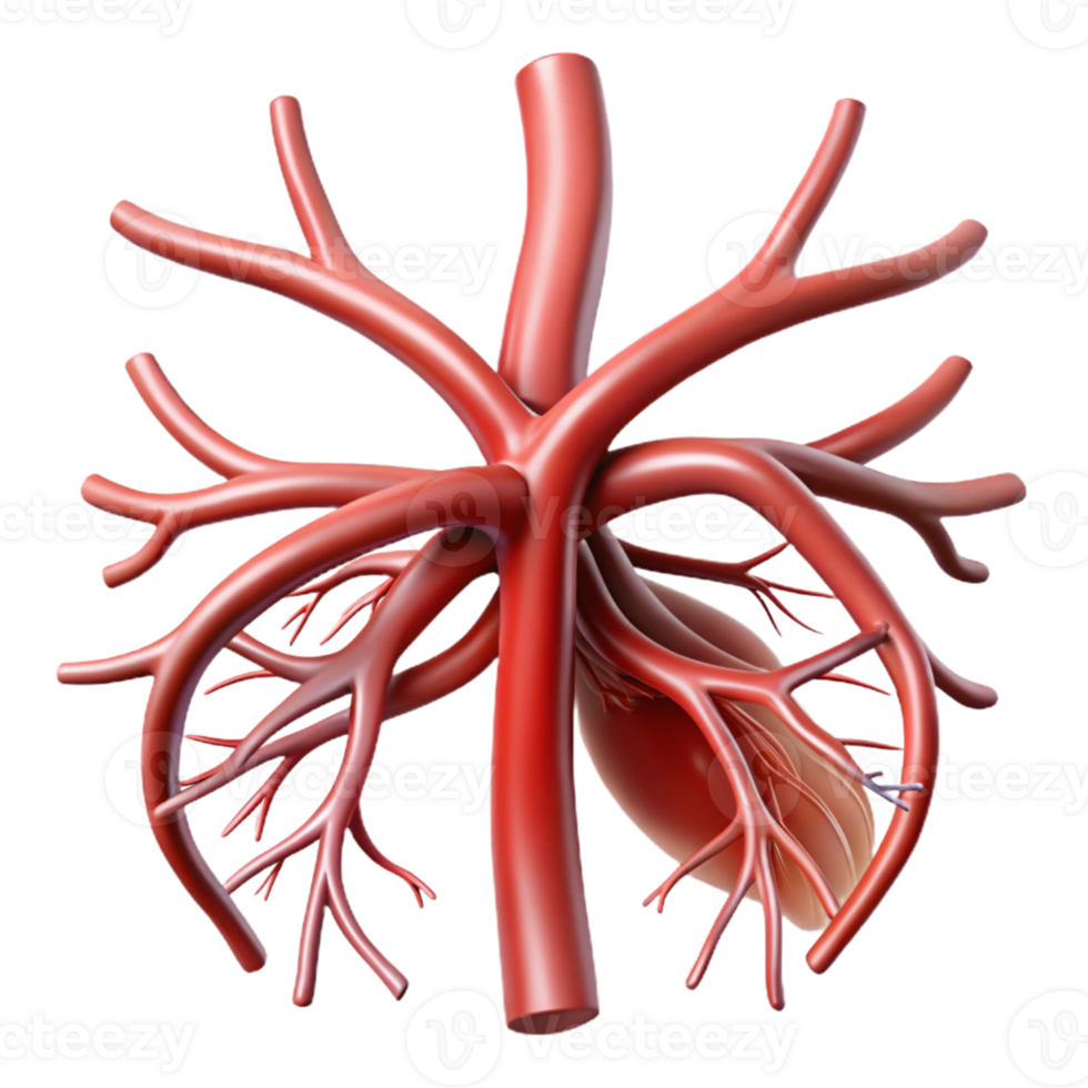3D Render of a Detailed Red Artery png