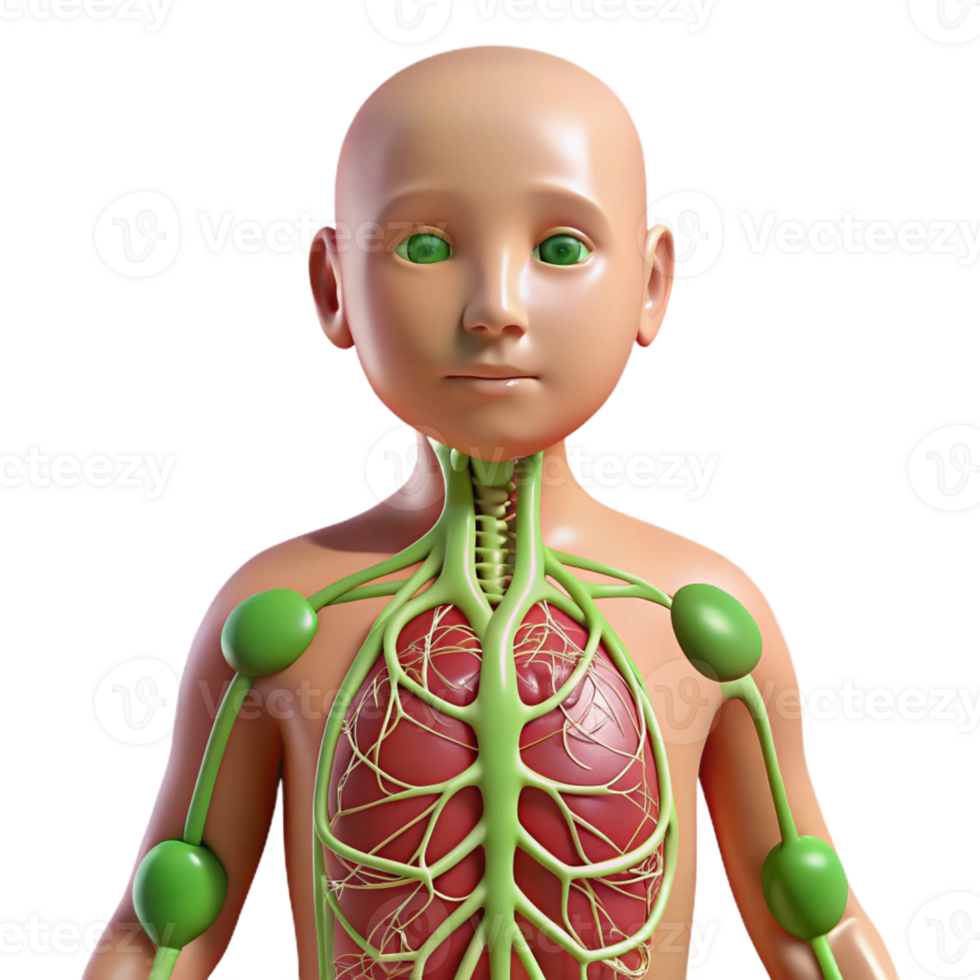 3D Illustration of Human Lymphatic System png
