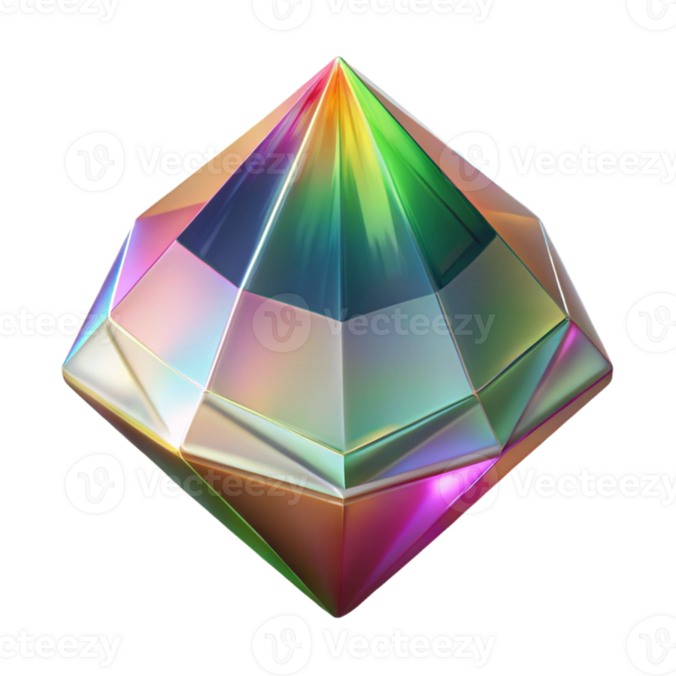 3D Iridescent Diamond Geometric Shape png