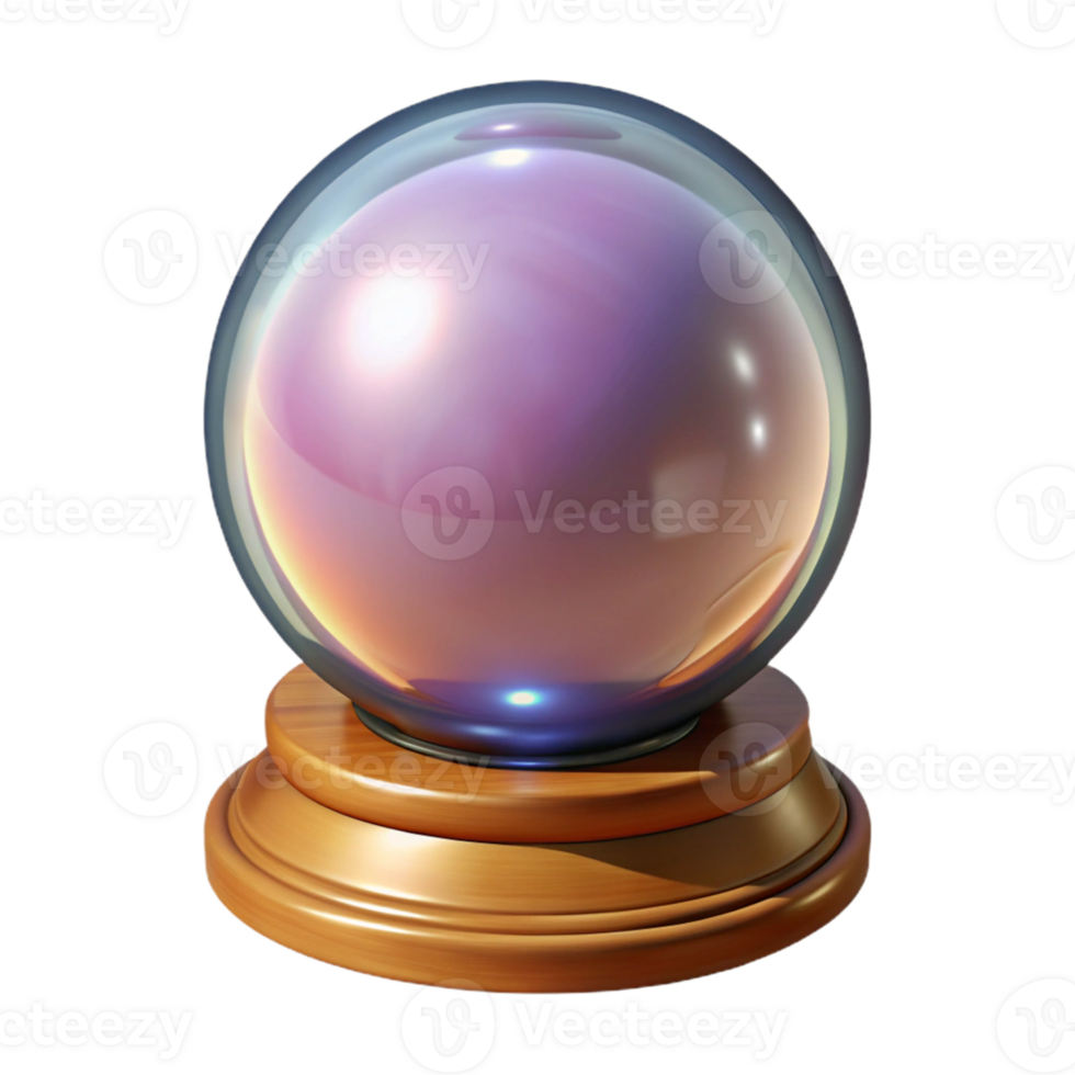 3D Render Crystal Ball With Wooden Base png