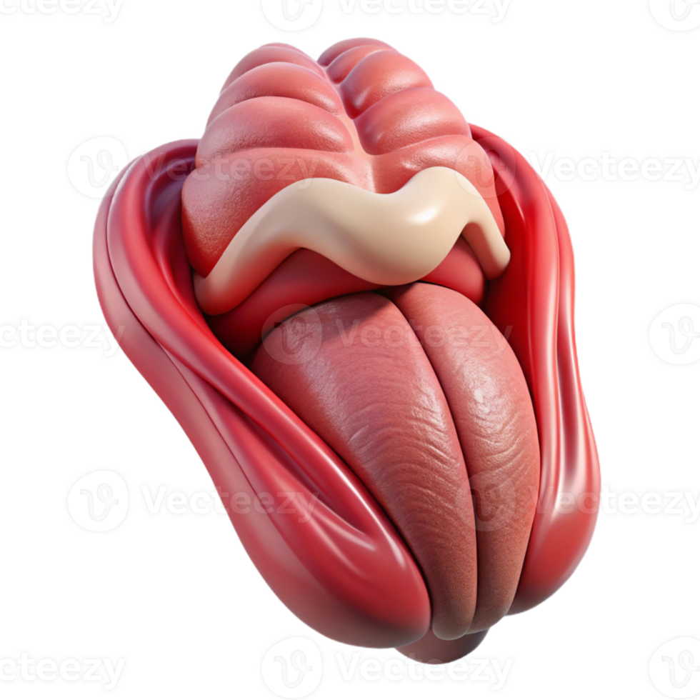 3D Illustration of Tongue with Brain png