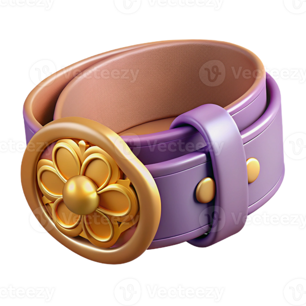 Purple and Gold 3D Belt Illustration png