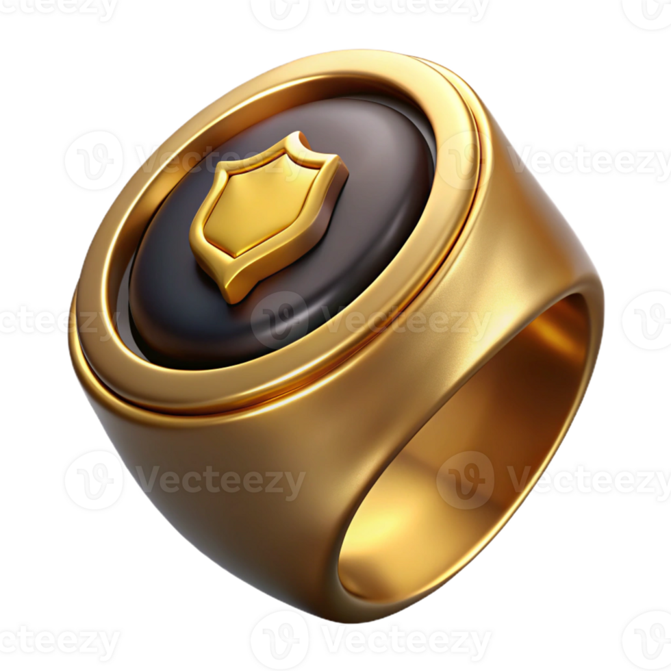 Gold Ring with Shield Emblem png