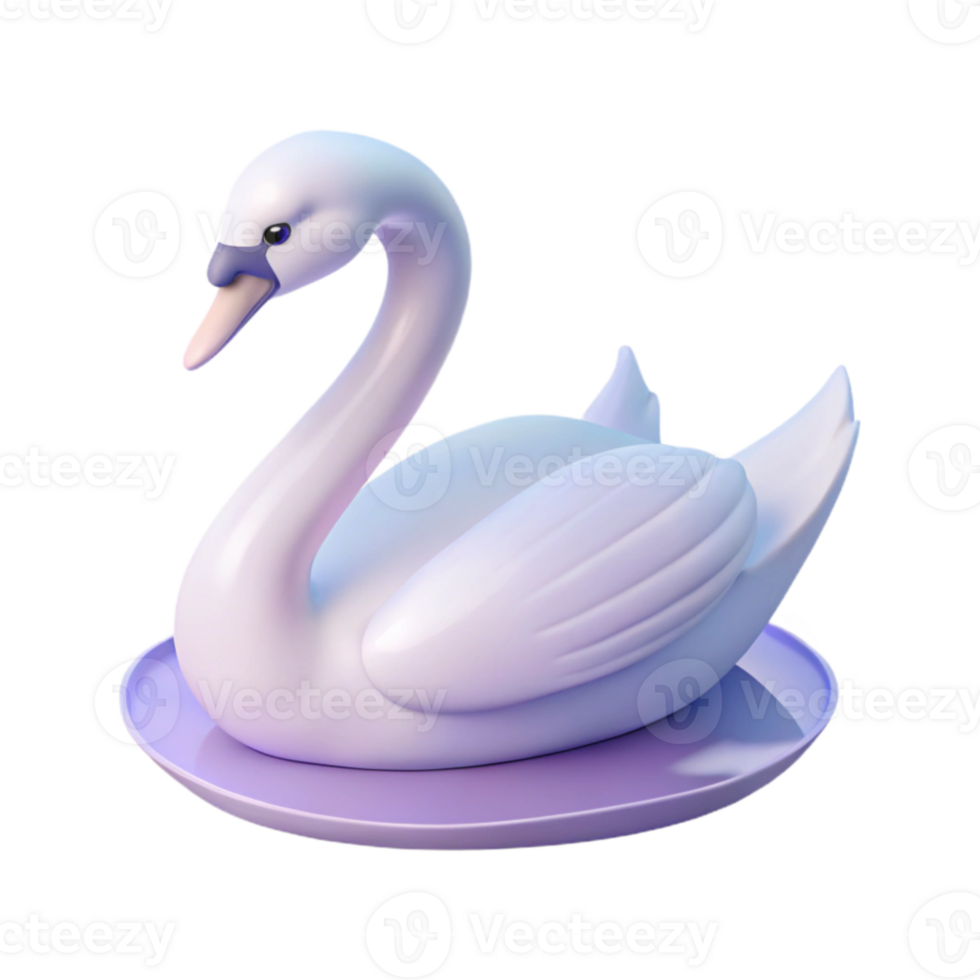 3D Swan Illustration on Purple Background png