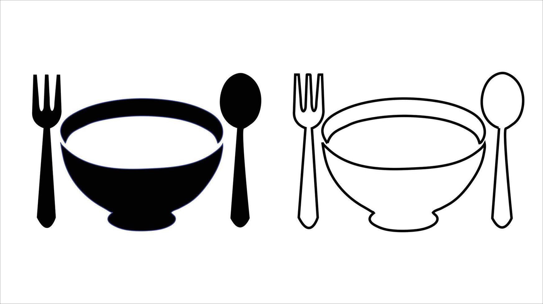 Knife, spoon, and fork flat icons with cooking and kitchen symbols including bowl and chopsticks on white background vector