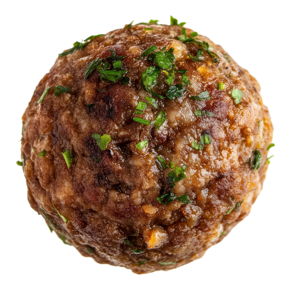 Delicious beef ball garnished with herbs on a transparent background captured in transparent lighting, Beef ball transparent background png