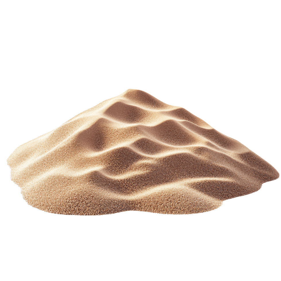 A solitary pile of desert sand dunes against a clean transparent background creating a serene and abstract experience, pile desert sand dune isolated on transparent background png