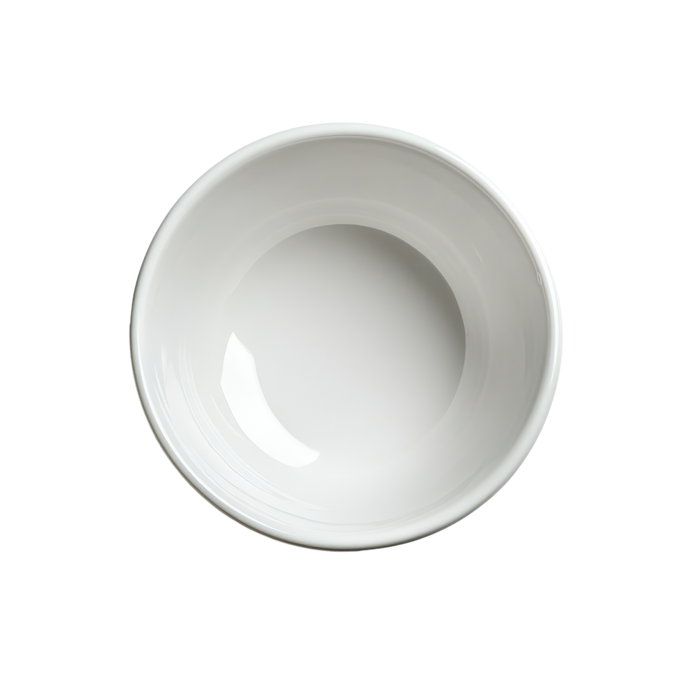 Empty transparent ceramic bowl placed on a bright transparent background, highlighting its clean and simple design for culinary use, Empty bowl on a transparent background png