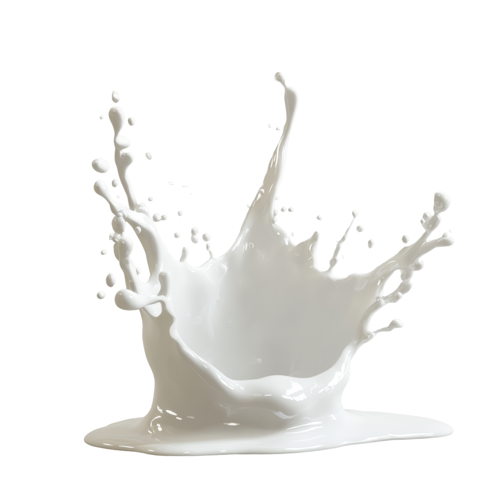 A dynamic splash of milk created in a controlled setting against a neutral background, Milk splash isolated png
