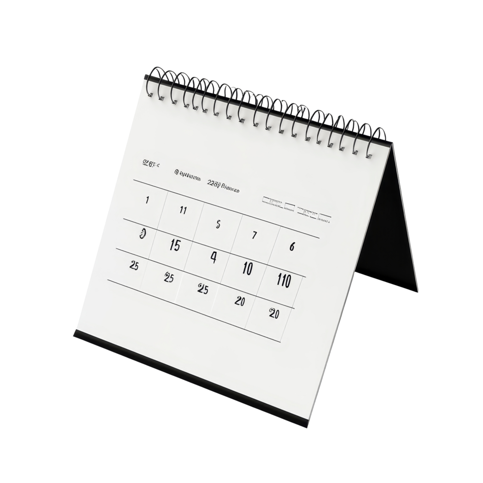 Table calendar for September displayed against a clean transparent background, table calendar 2025 september isolated on transparent background png