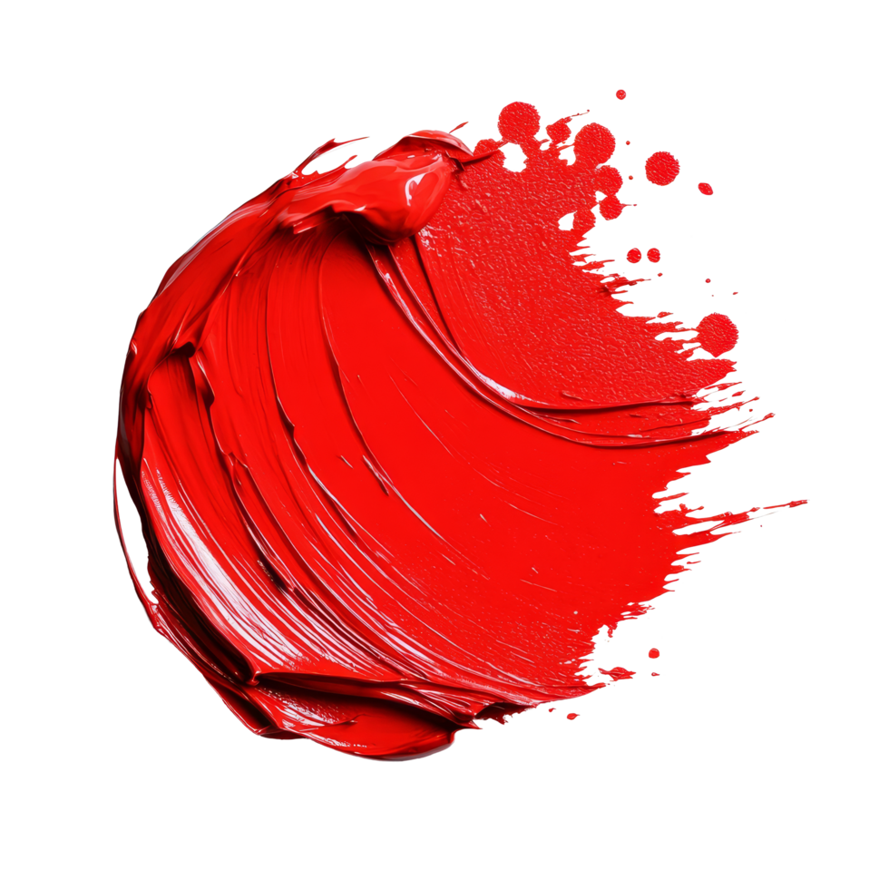 A vibrant swirl of red paint isolated against a clean transparent background showcasing artistic creativity, Red paint isolated on transparent background png