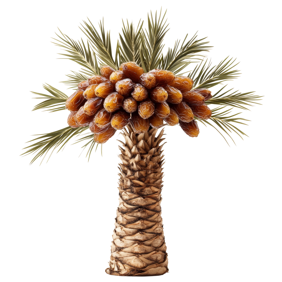 Fresh date palm with ripe dates isolated on a transparent background showcasing its natural beauty, fresh date palm isolated on transparent background png