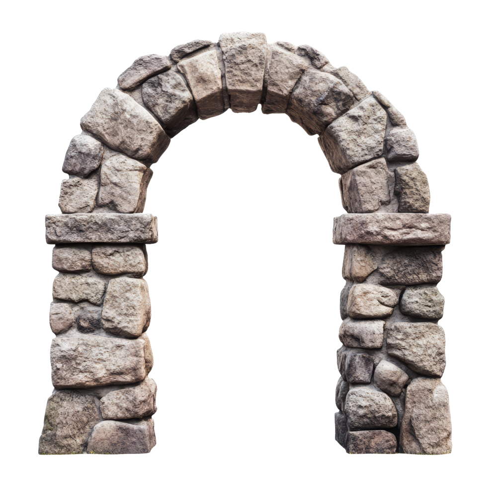 Isolated stone archway showcasing ancient architecture against a clean transparent background, Stone Arch Isolated on transparent background Ancient Architecture Element png