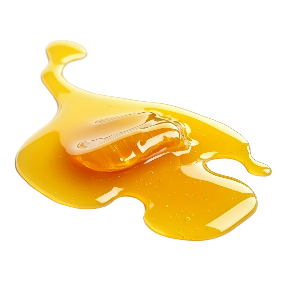 Bright honey spill creating a natural puddle on a clean transparent background perfect for culinary or health themed projects, honey spill isolated on transparent background or transparent backgroud png