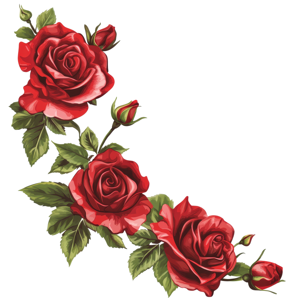 Elegant red rose arrangement on a soft transparent background, perfect for enhancing floral themed designs or decorations, Red rose background png